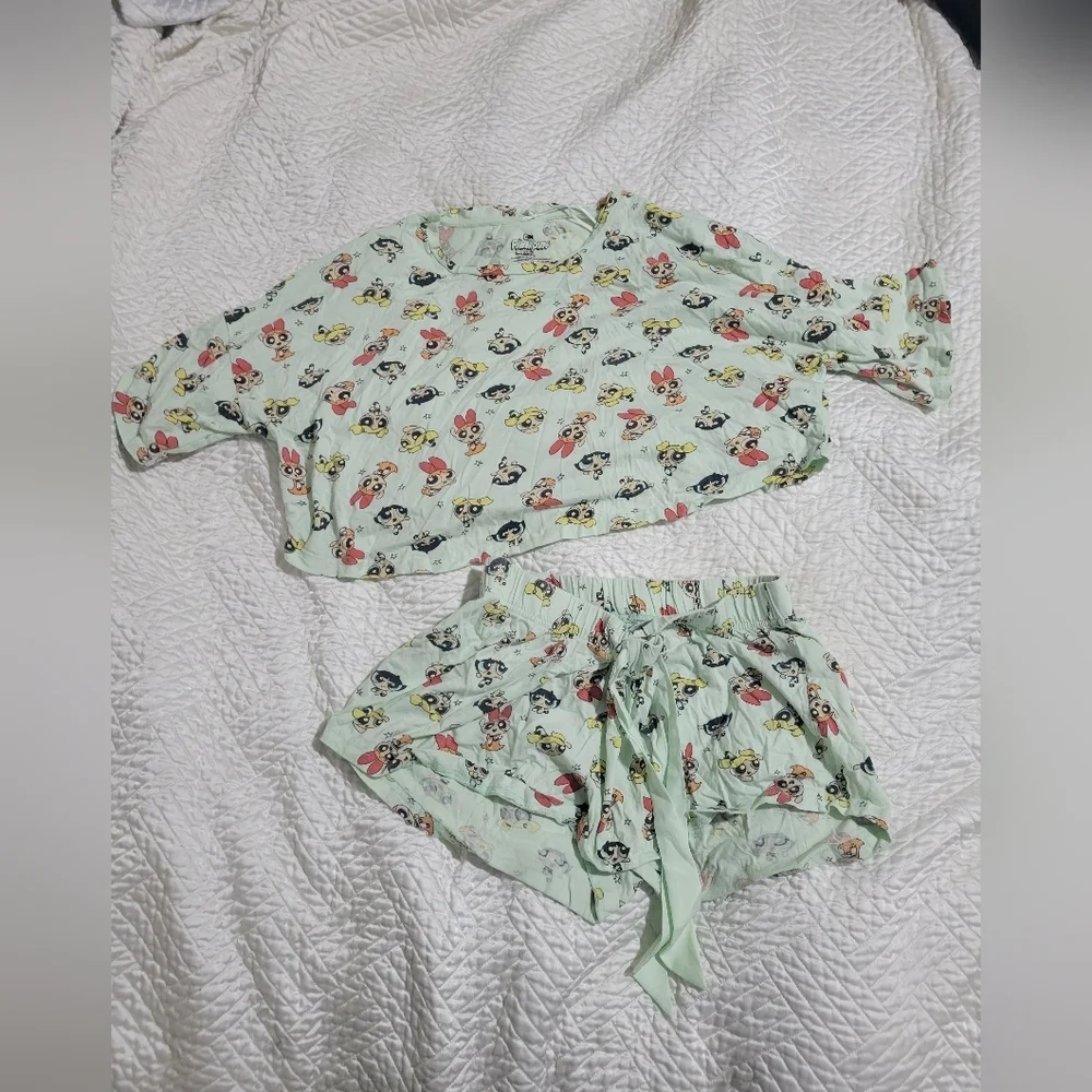 Powerpuff Girls Pajama Set Mint Green Cartoon Sleep Set M Primark